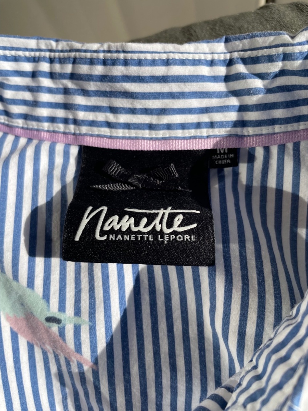 Nanette Lepore Stripped Blouse Butterflies - M